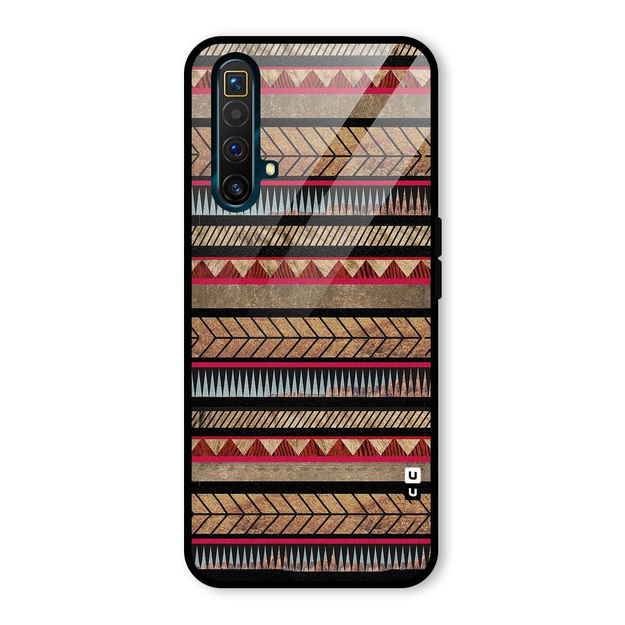 Red Indie Pattern Glass Back Case for Realme X3