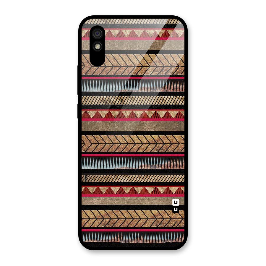 Red Indie Pattern Glass Back Case for Redmi 9A