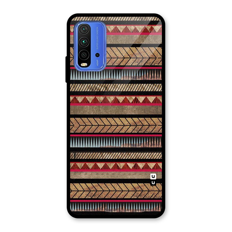 Red Indie Pattern Glass Back Case for Redmi 9 Power