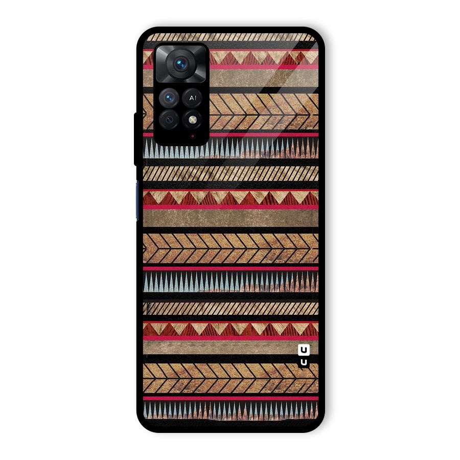 Red Indie Pattern Glass Back Case for Redmi Note 11 Pro