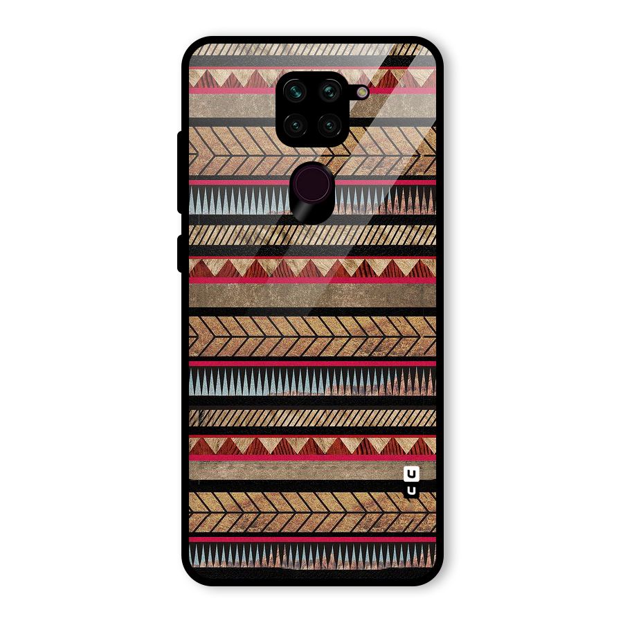 Red Indie Pattern Glass Back Case for Redmi Note 9