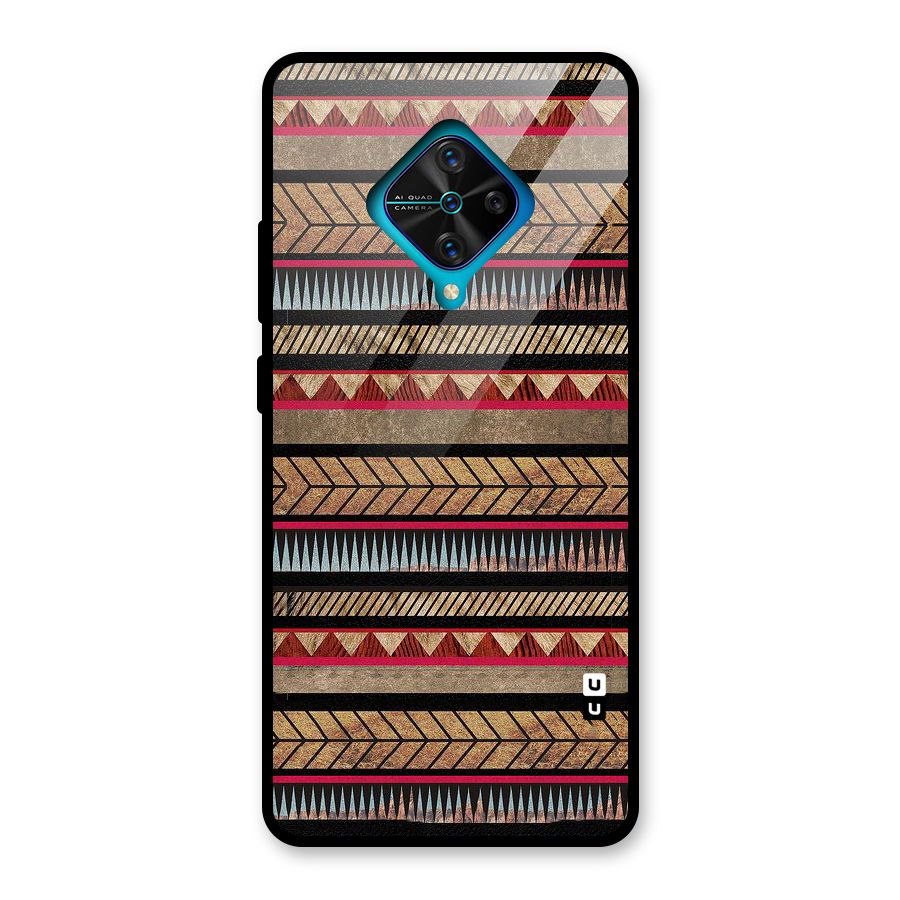 Red Indie Pattern Glass Back Case for Vivo S1 Pro