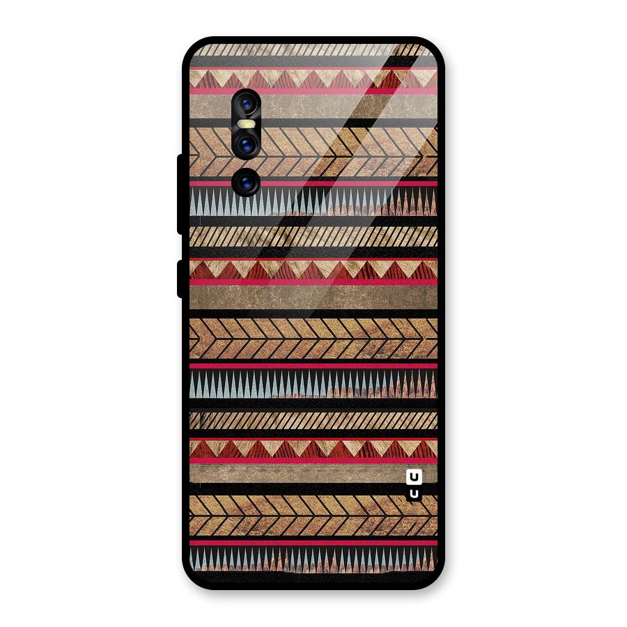 Red Indie Pattern Glass Back Case for Vivo V15 Pro