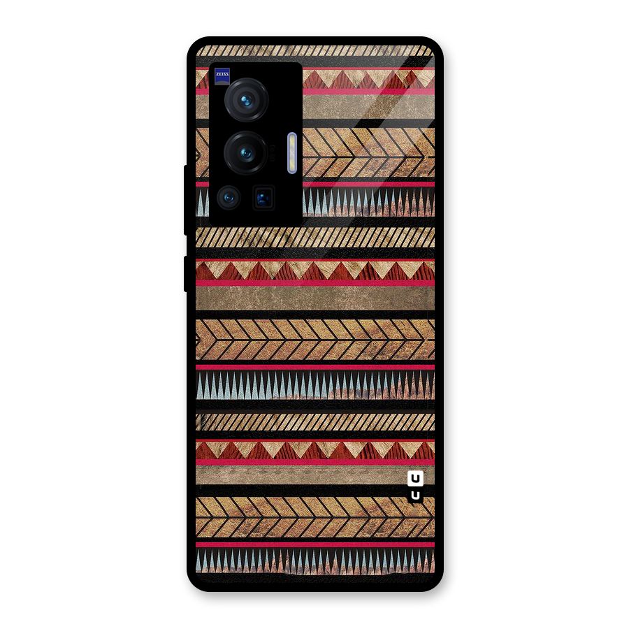 Red Indie Pattern Glass Back Case for Vivo X70 Pro