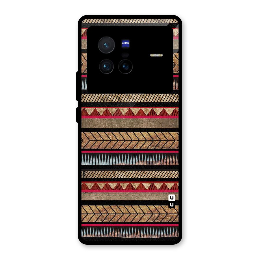 Red Indie Pattern Glass Back Case for Vivo X80