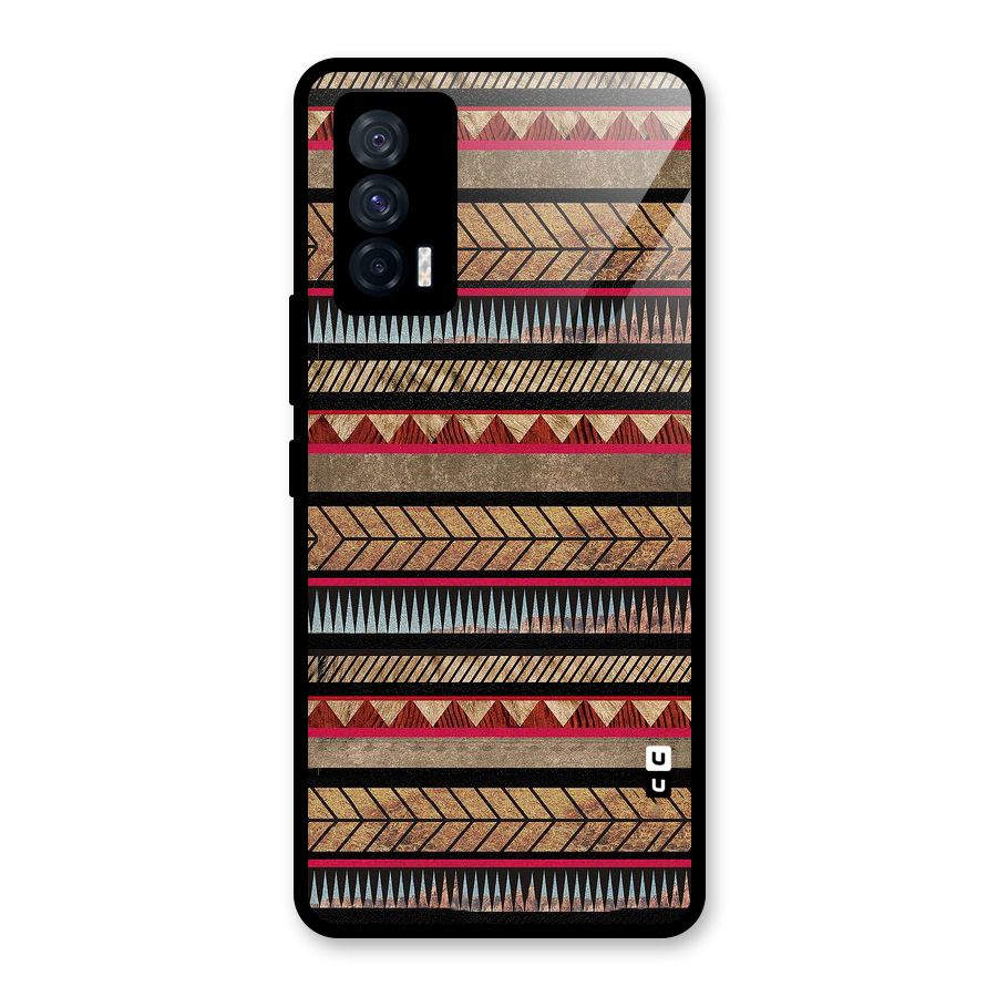 Red Indie Pattern Glass Back Case for Vivo iQOO 7 5G