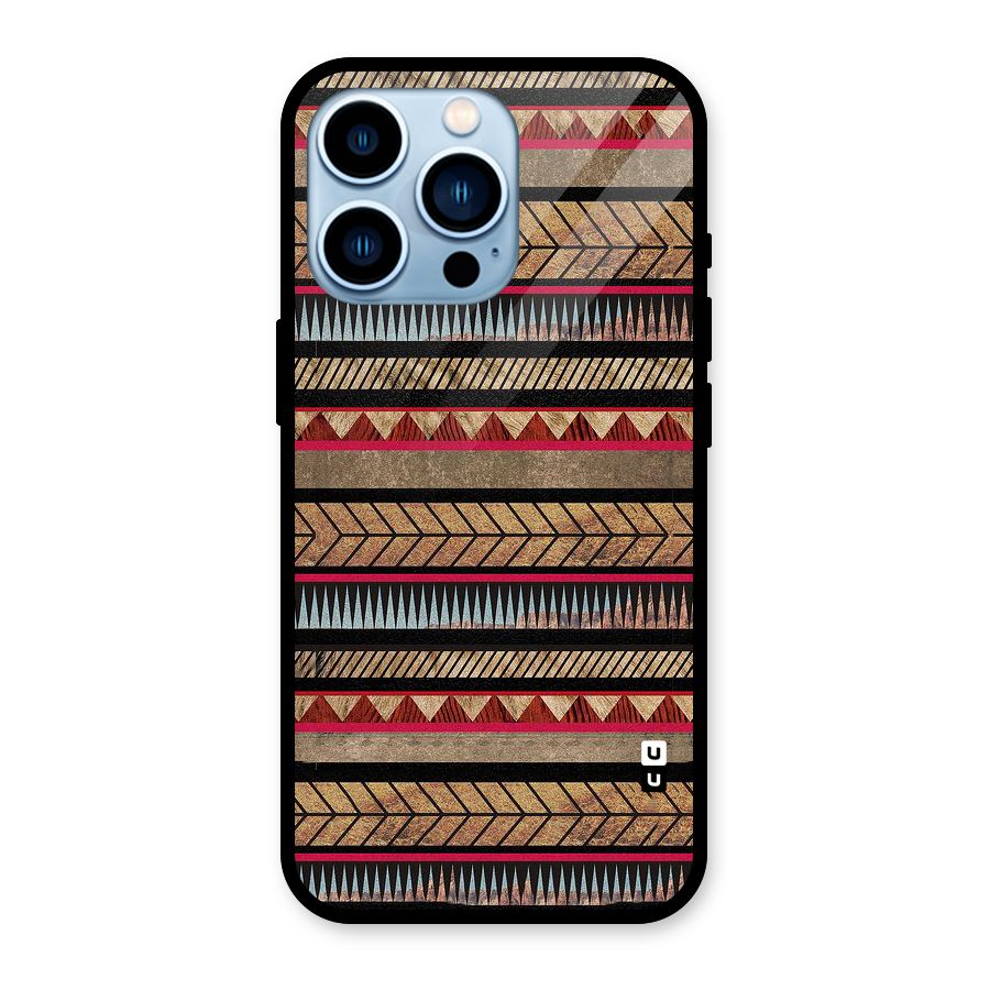 Red Indie Pattern Glass Back Case for iPhone 13 Pro