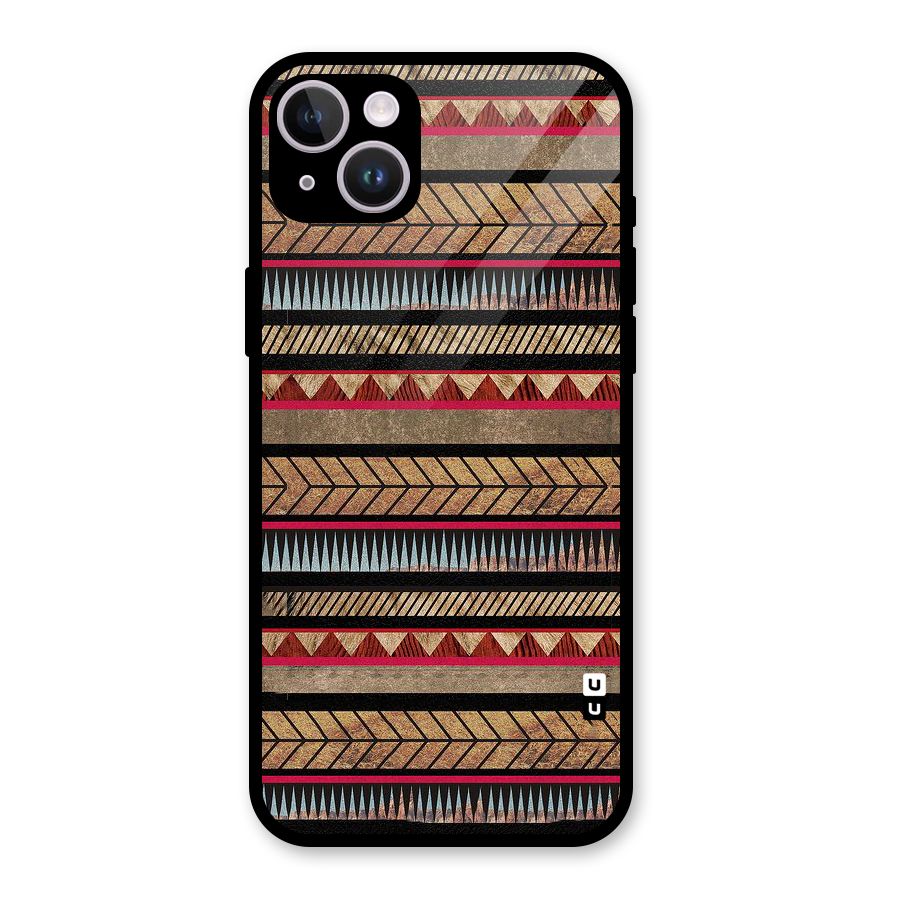 Red Indie Pattern Glass Back Case for iPhone 14 Plus