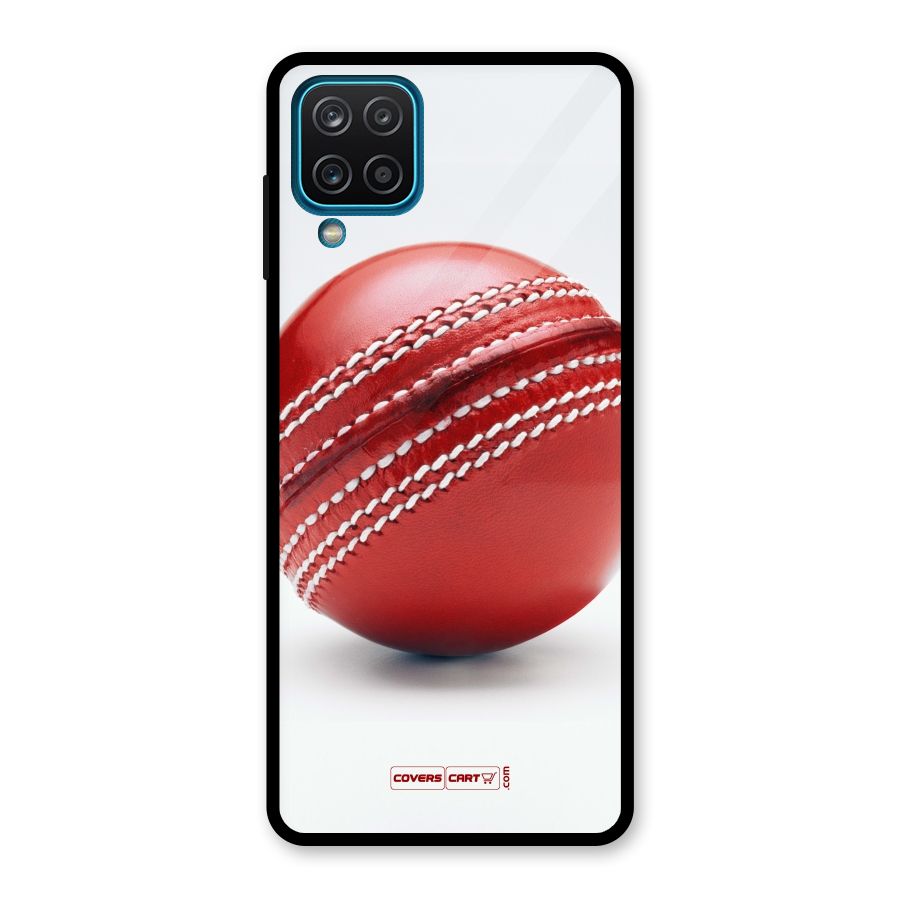 Red International Cricket Ball Glass Back Case for Galaxy A12