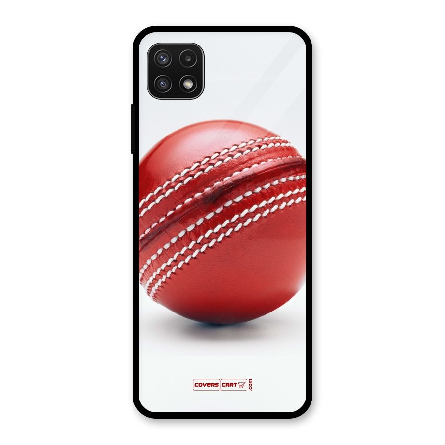 Red International Cricket Ball Glass Back Case for Galaxy A22 5G