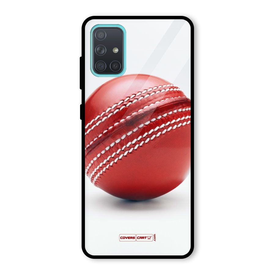 Red International Cricket Ball Glass Back Case for Galaxy A71