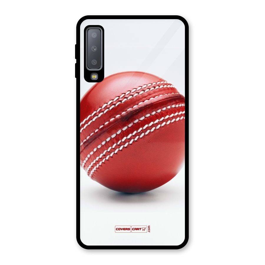 Red International Cricket Ball Glass Back Case for Galaxy A7 (2018)