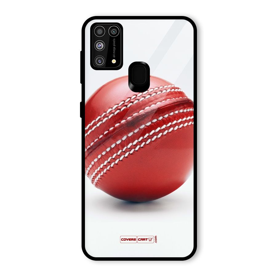 Red International Cricket Ball Glass Back Case for Galaxy F41