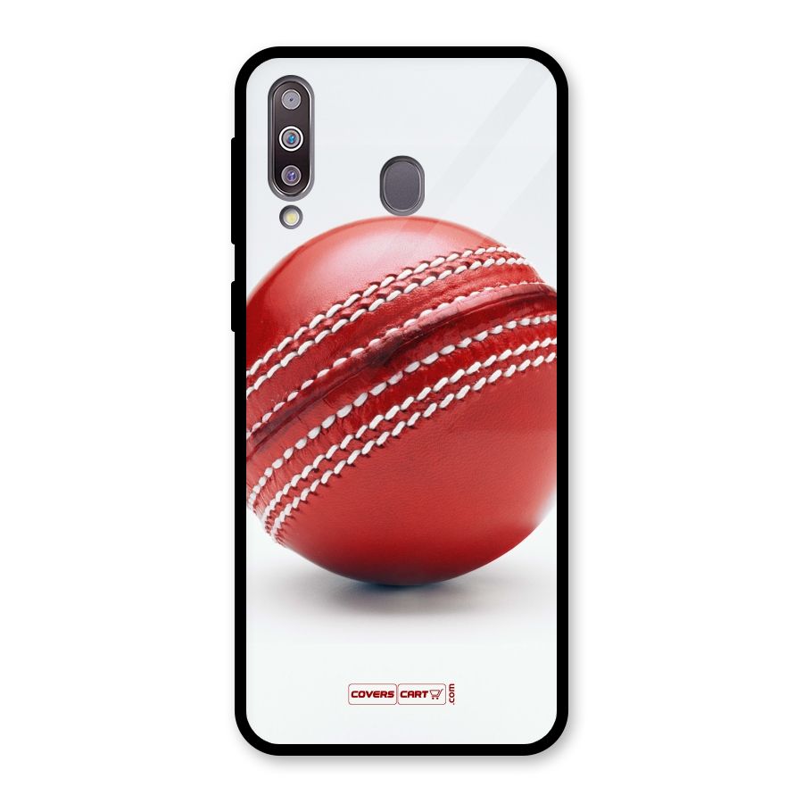 Red International Cricket Ball Glass Back Case for Galaxy M30