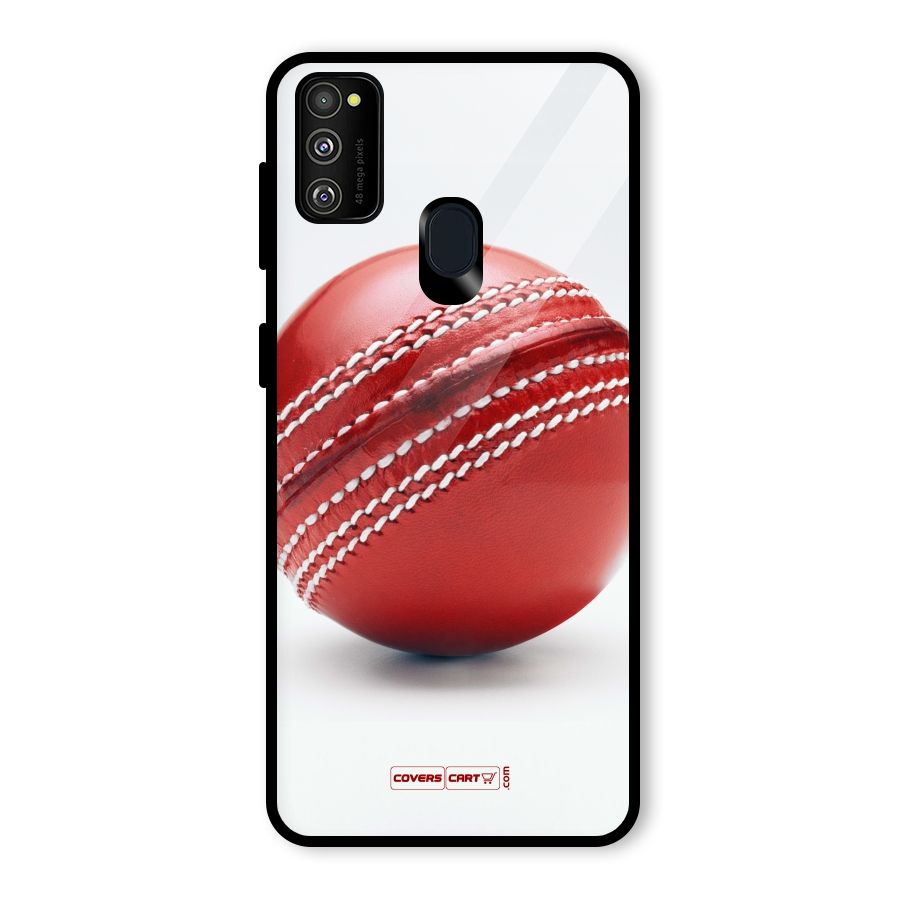 Red International Cricket Ball Glass Back Case for Galaxy M30s