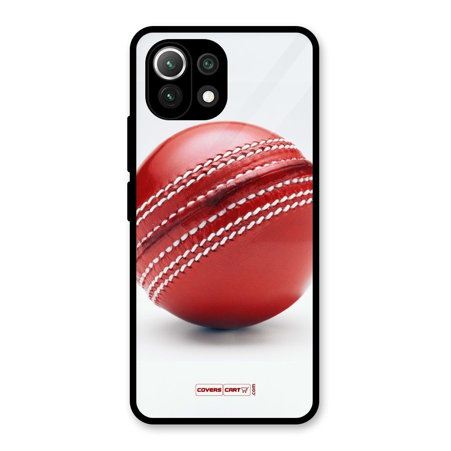 Red International Cricket Ball Glass Back Case for Mi 11 Lite
