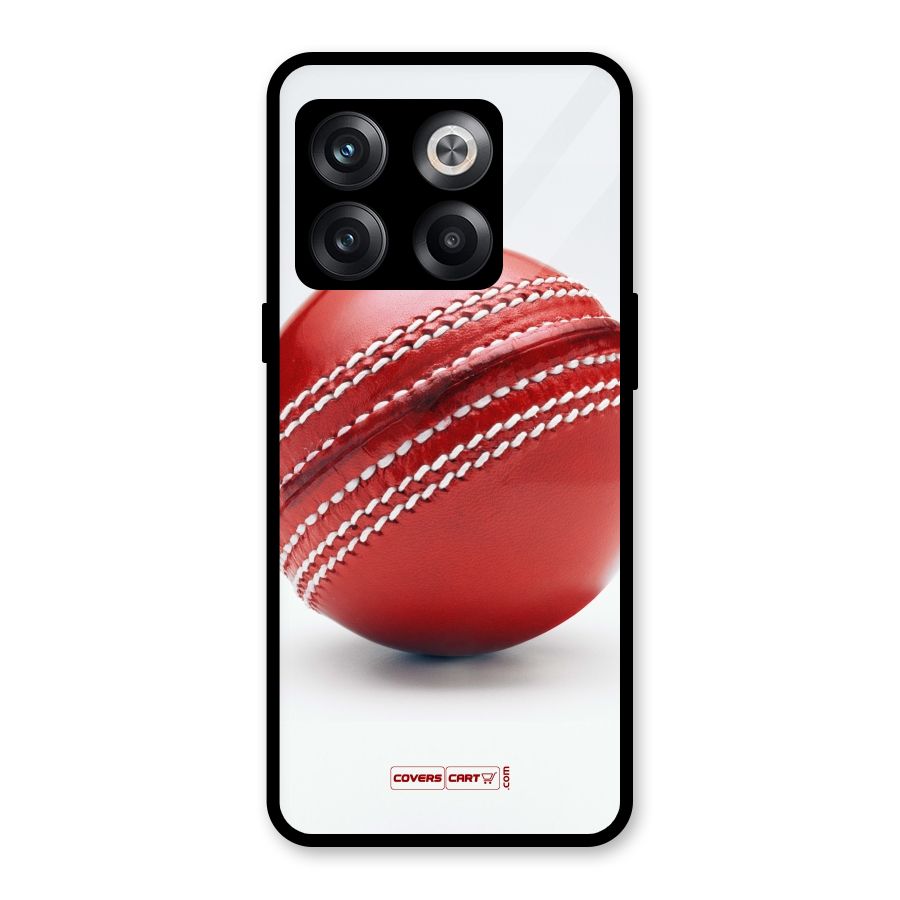 Red International Cricket Ball Glass Back Case for OnePlus 10T