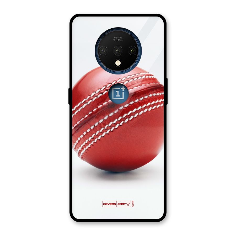 Red International Cricket Ball Glass Back Case for OnePlus 7T