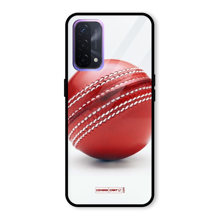 Red International Cricket Ball Glass Back Case for Oppo A74 5G