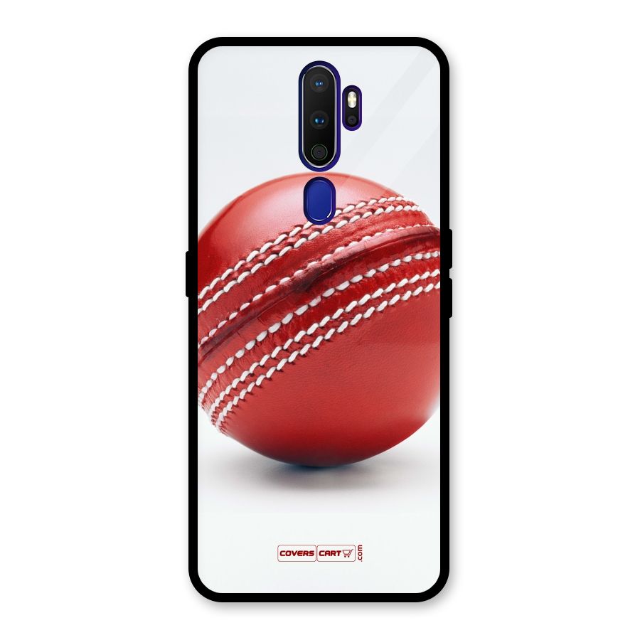 Red International Cricket Ball Glass Back Case for Oppo A9 (2020)