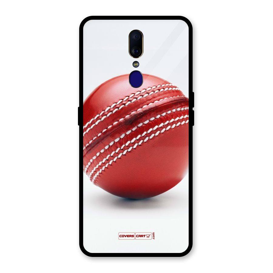 Red International Cricket Ball Glass Back Case for Oppo F11