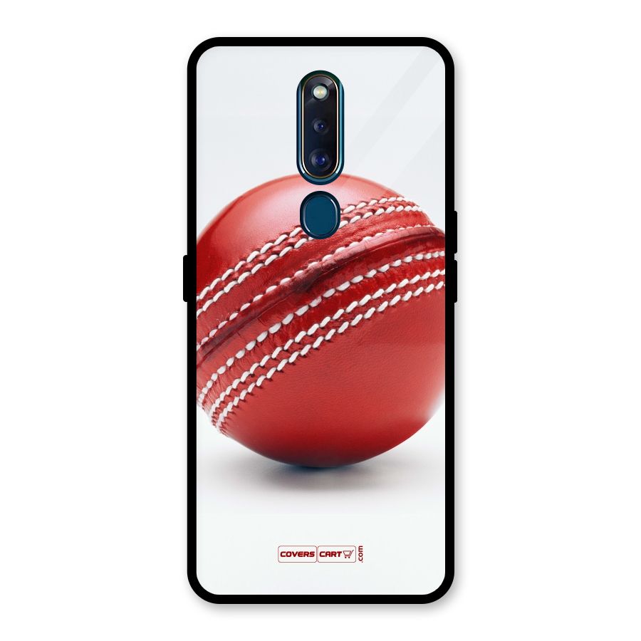 Red International Cricket Ball Glass Back Case for Oppo F11 Pro