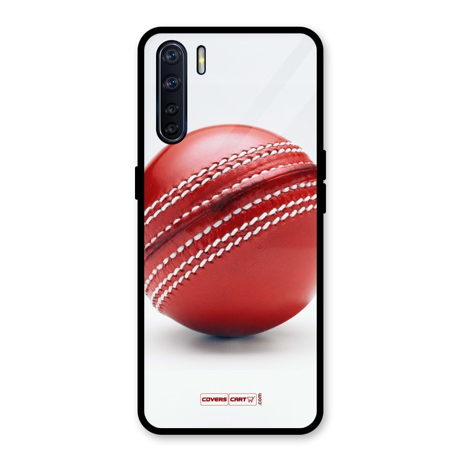 Red International Cricket Ball Glass Back Case for Oppo F15