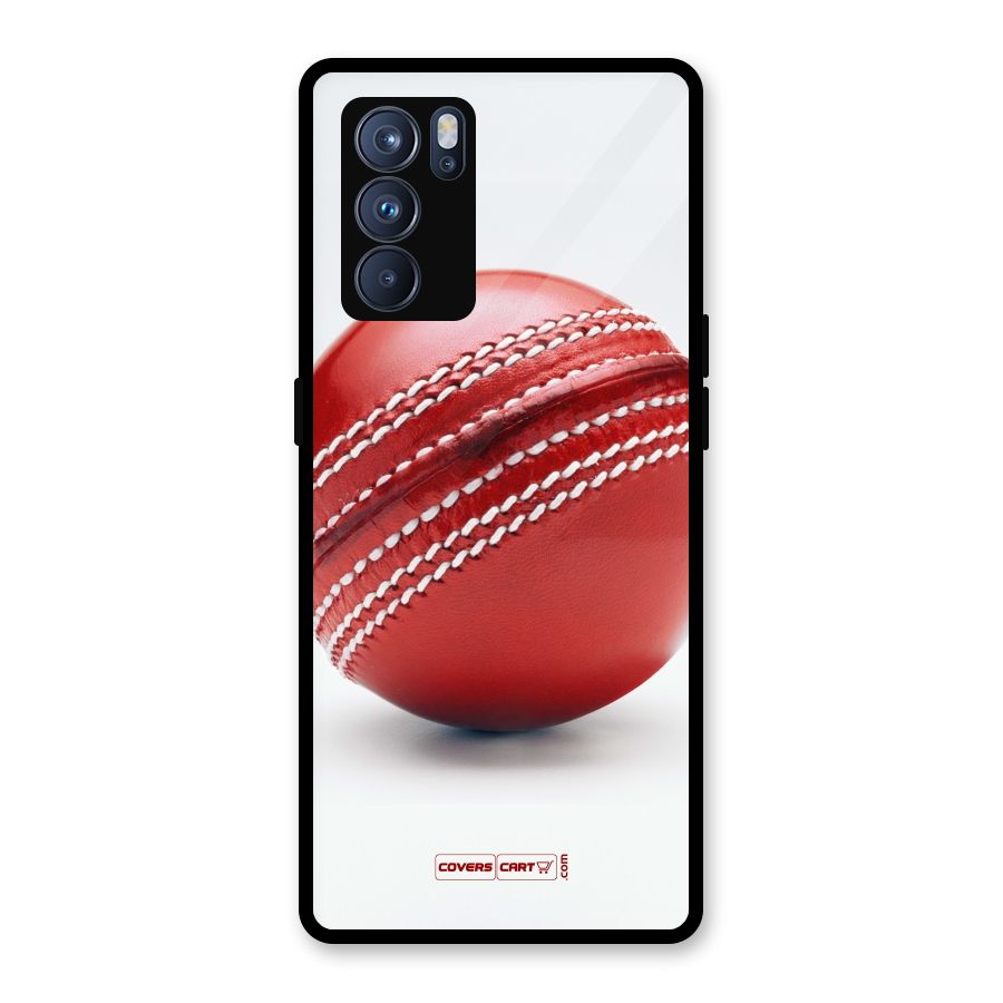 Red International Cricket Ball Glass Back Case for Oppo Reno6 Pro 5G