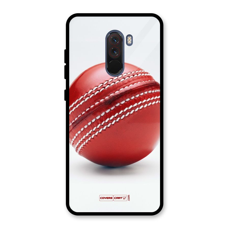 Red International Cricket Ball Glass Back Case for Poco F1