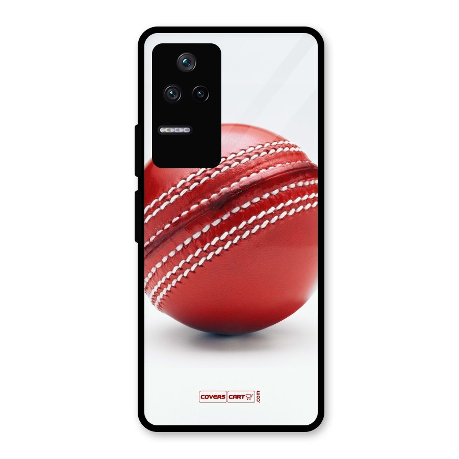 Red International Cricket Ball Glass Back Case for Poco F4 5G