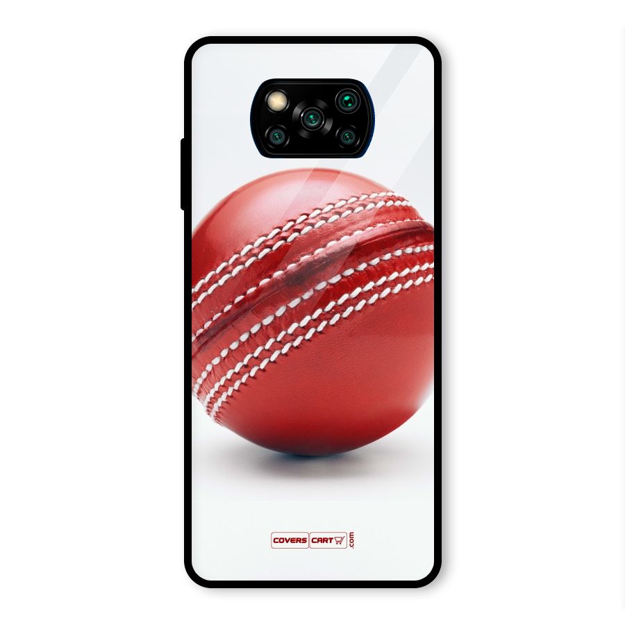 Red International Cricket Ball Glass Back Case for Poco X3 Pro