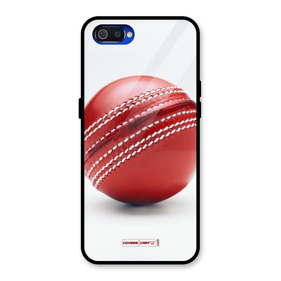 Red International Cricket Ball Glass Back Case for Realme C2