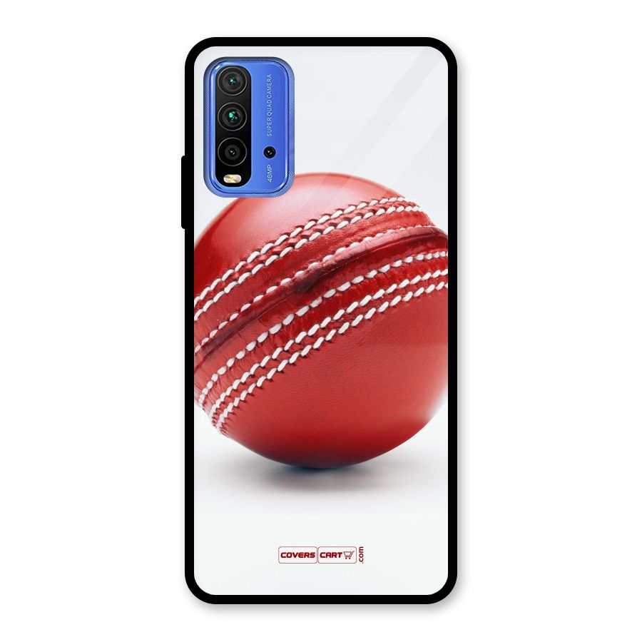 Red International Cricket Ball Glass Back Case for Redmi 9 Power