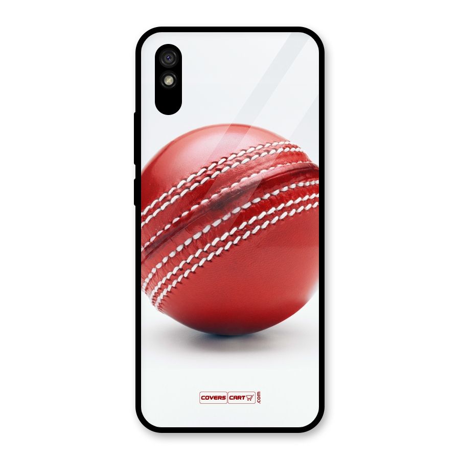 Red International Cricket Ball Glass Back Case for Redmi 9i