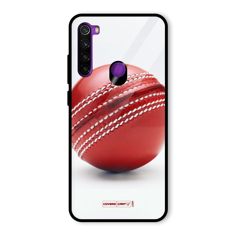 Red International Cricket Ball Glass Back Case for Redmi Note 8
