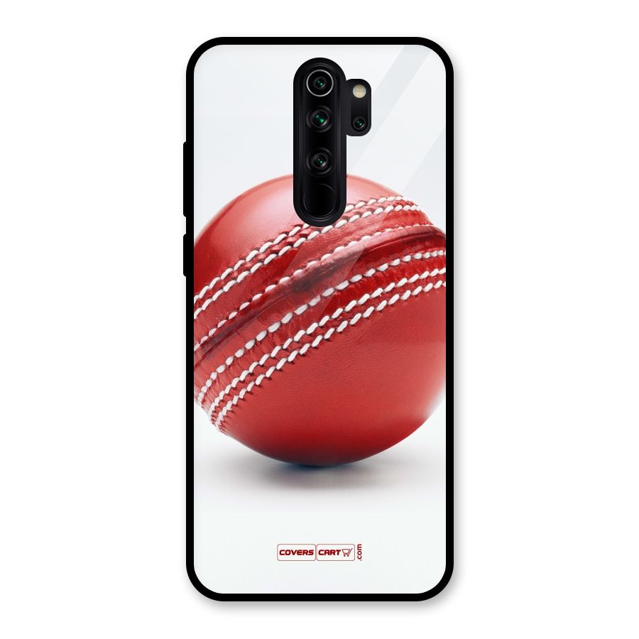 Red International Cricket Ball Glass Back Case for Redmi Note 8 Pro