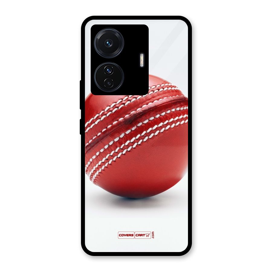 Red International Cricket Ball Glass Back Case for Vivo T1 Pro
