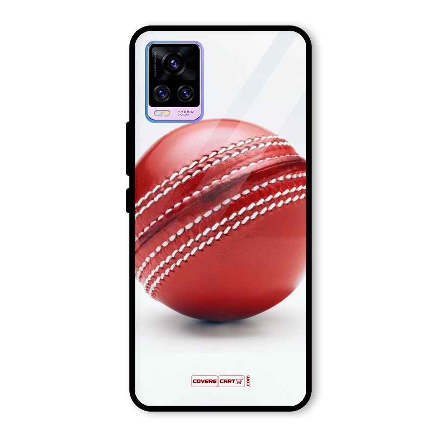 Red International Cricket Ball Glass Back Case for Vivo V20 Pro