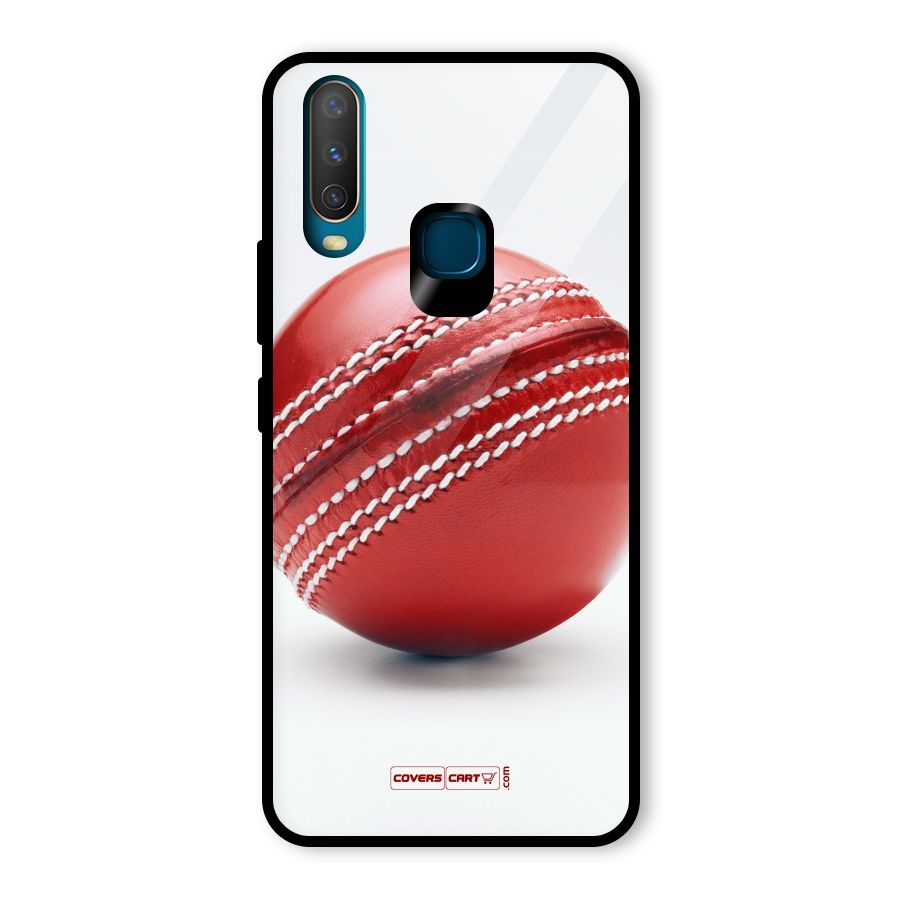 Red International Cricket Ball Glass Back Case for Vivo Y17