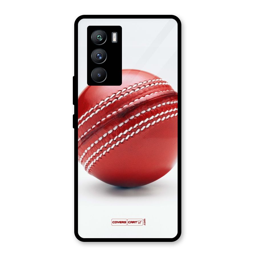 Red International Cricket Ball Glass Back Case for Vivo iQOO 9 SE