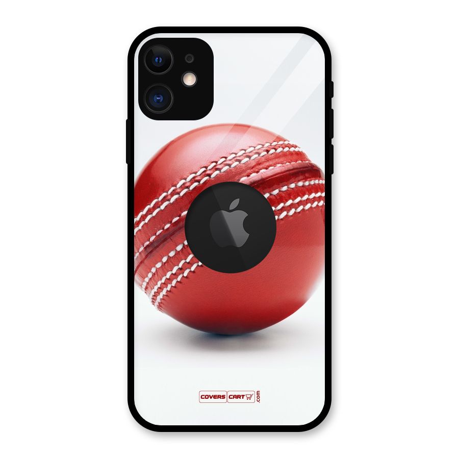 Red International Cricket Ball Glass Back Case for iPhone 11 Logo Cut