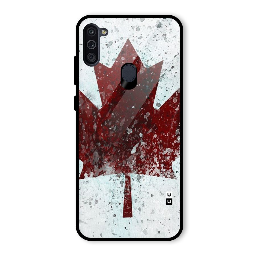 Red Maple Snow Glass Back Case for Galaxy M11