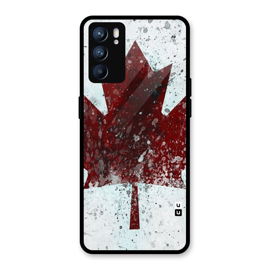 Red Maple Snow Glass Back Case for Oppo Reno6 5G