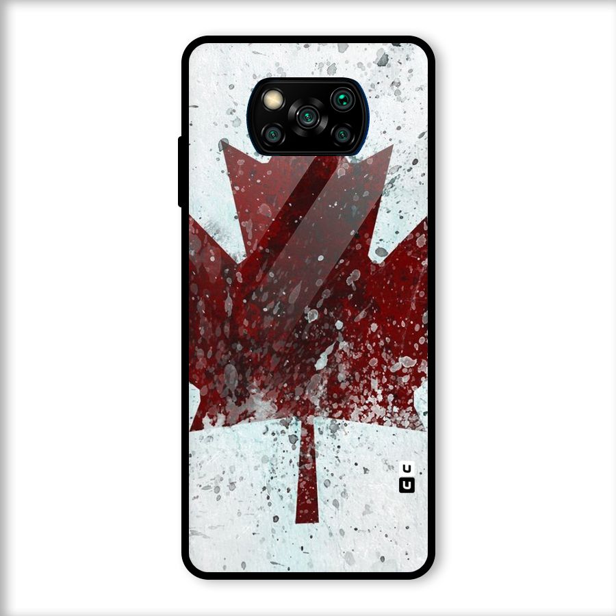 Red Maple Snow Glass Back Case for Poco X3
