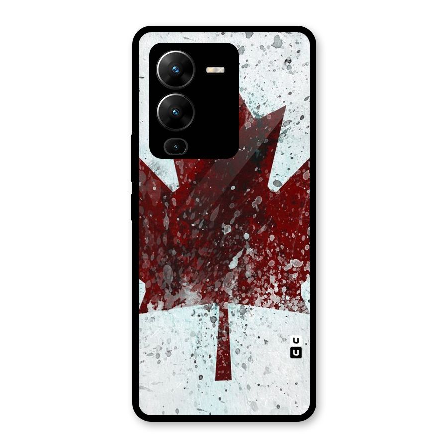Red Maple Snow Glass Back Case for Vivo V25 Pro
