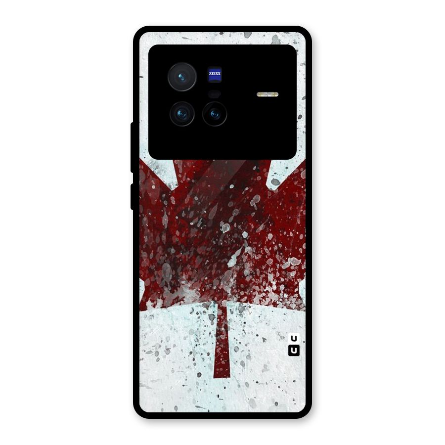 Red Maple Snow Glass Back Case for Vivo X80