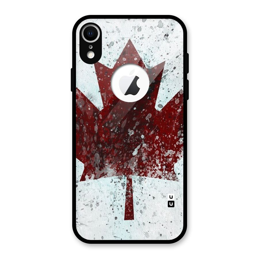 Red Maple Snow Glass Back Case for iPhone XR Logo Cut