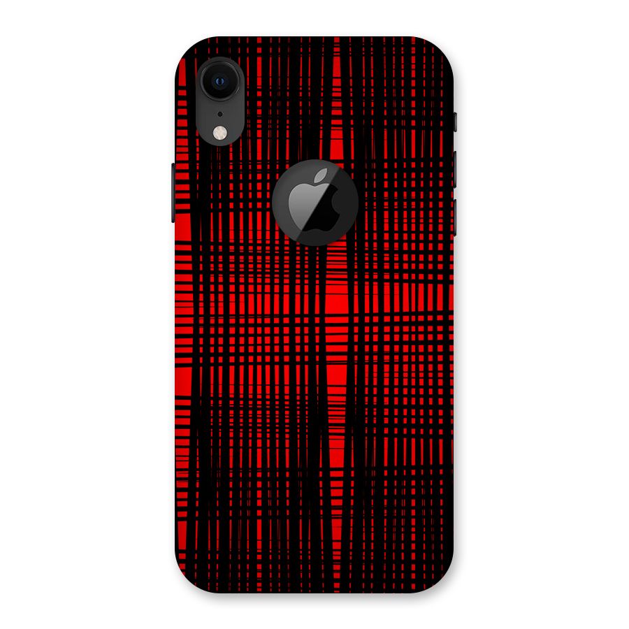 Red Net Design Back Case for iPhone XR Logo Cut