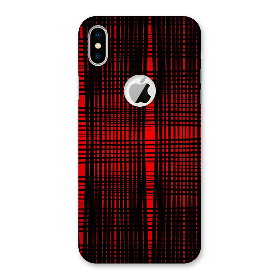 Red Net Design Back Case for iPhone XS Logo Cut