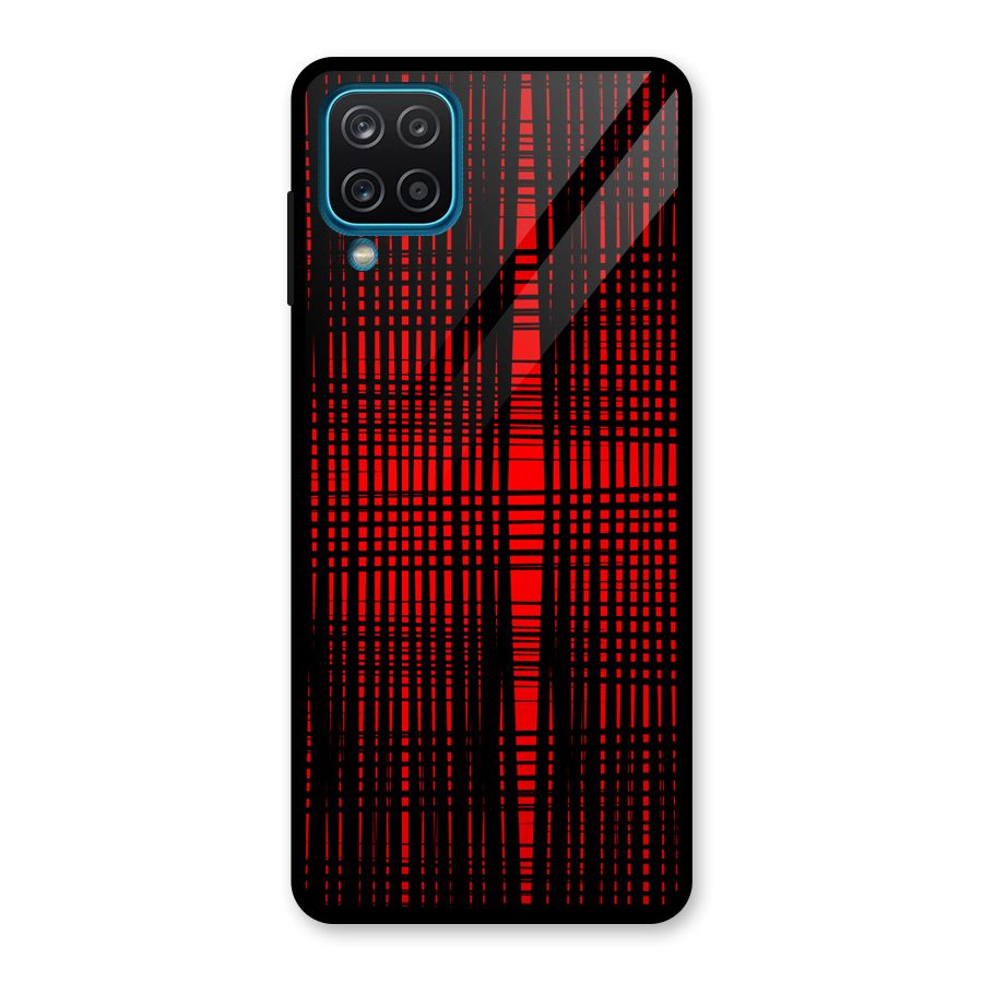 Red Net Design Glass Back Case for Galaxy A12